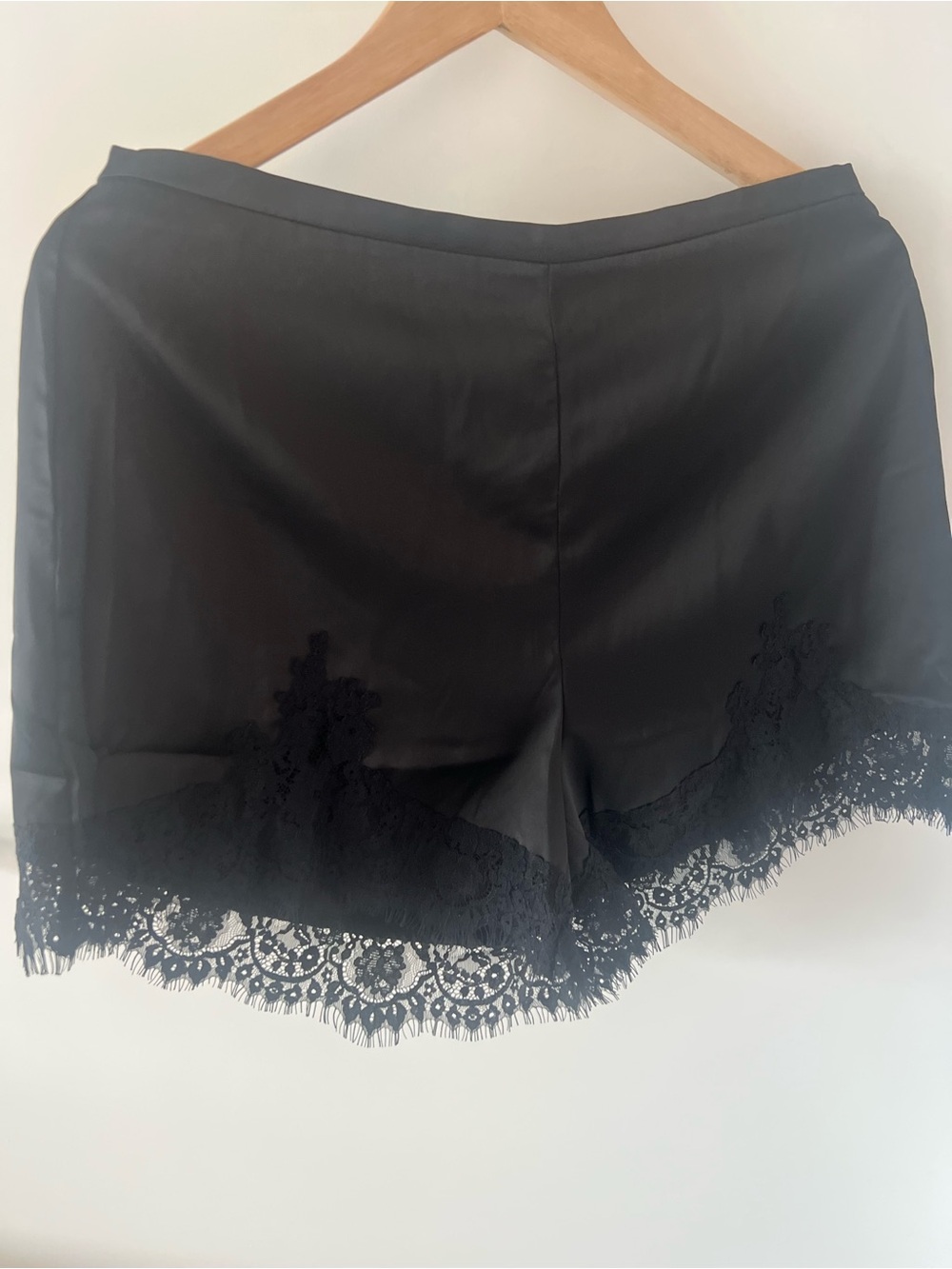 High-Waist Black Lace-Trim Women's Shorts